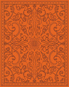 Intricate Floral Swirls Orange Design Rug