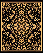Ornate Floral Paisley Black Gold Rug
