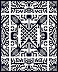Bold Black White Geometric Motif Rug