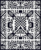 Bold Black White Geometric Motif Rug