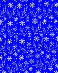 White Snowflakes and Leaves on Blue Rug