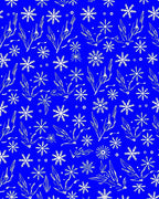 White Snowflakes and Leaves on Blue Rug