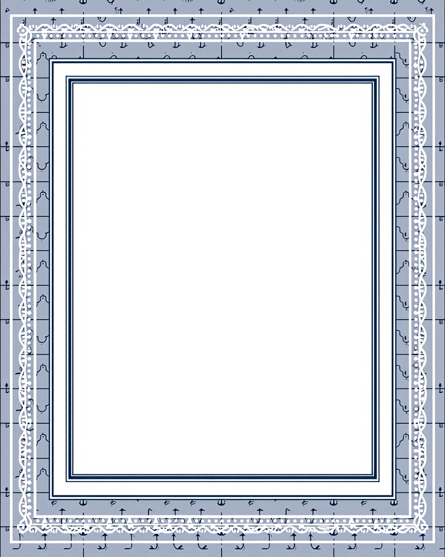 Blue Geometric Pattern With White Accents Rug