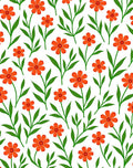 Orange Flower And Green Leaf Pattern Rug