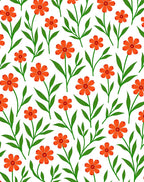 Orange Flower And Green Leaf Pattern Rug