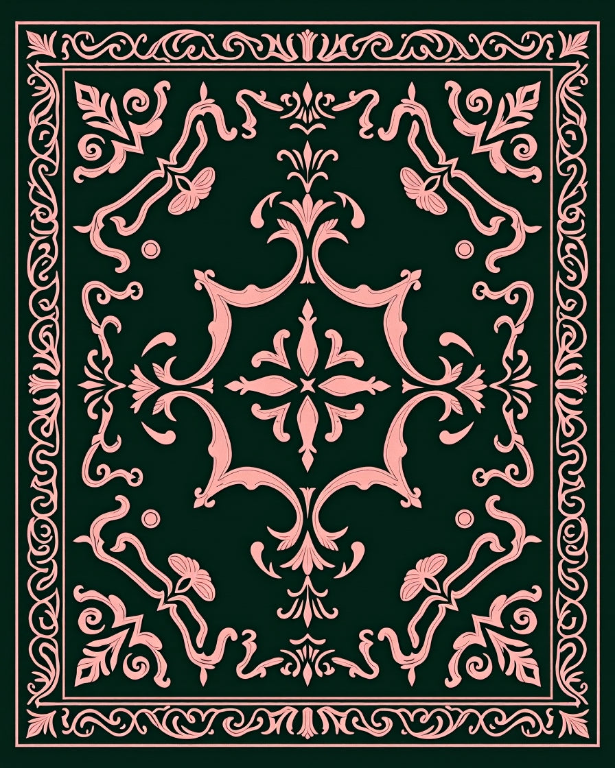 Chic Floral Damask With Swirls Rug