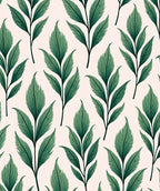 Elegant Green Leaf Botanical Pattern Rug