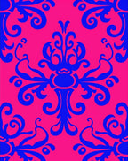 Bold Blue Floral Vines Pattern Rug