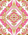 Ornate Pink Gold Floral Pattern Rug