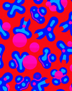 Abstract Blue And Pink Blob Pattern Rug