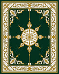 Ornate Green Gold Floral Motif Rug