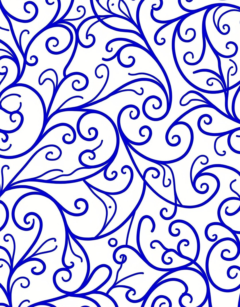 Ornate Blue Swirl Pattern Rug