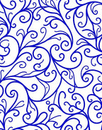 Ornate Blue Swirl Pattern Rug