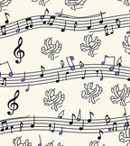 Musical Notes and Abstract Floral Harmony Rug