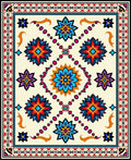 Vibrant Geometric Starburst Floral Pattern Rug
