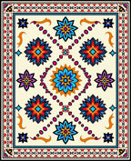Vibrant Geometric Starburst Floral Pattern Rug