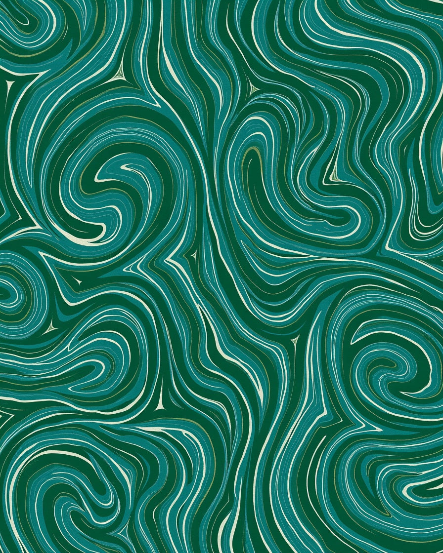 Emerald Green Swirl Art Pattern Rug