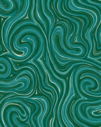Emerald Green Swirl Art Pattern Rug
