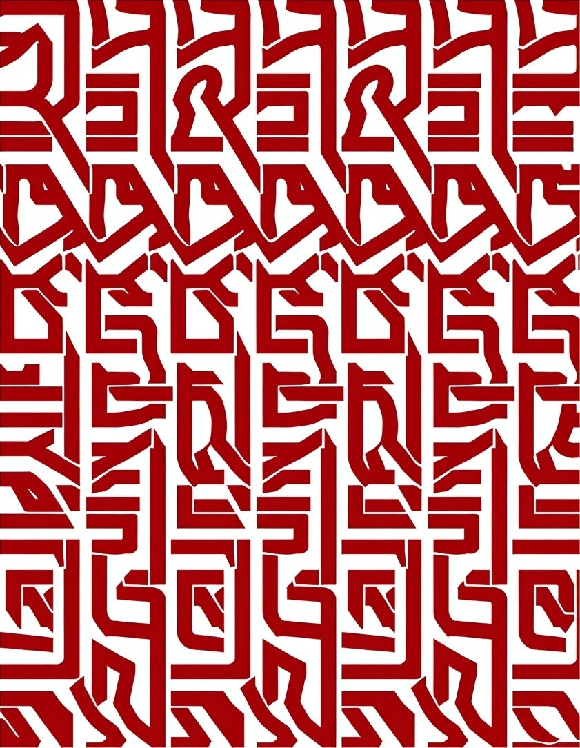 Red Abstract Geometric Pattern Rug