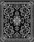 Monochromatic Ornate Scrollwork Ornamental Design Rug