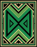 Art Deco Green Black Geometric Design Rug