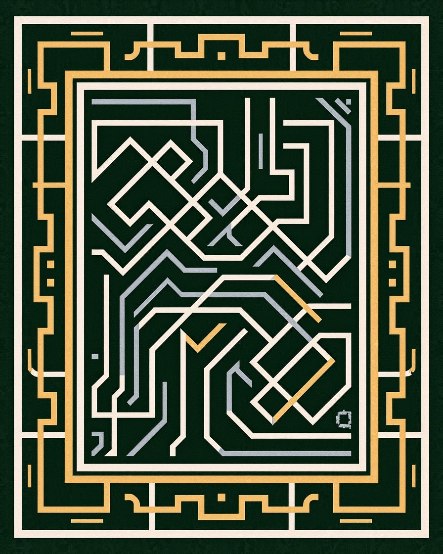 Modern Geometric Maze Lines Rug