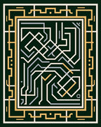 Modern Geometric Maze Lines Rug