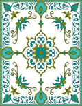 Emerald Teal Floral Intricate Design Rug