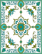 Emerald Teal Floral Intricate Design Rug