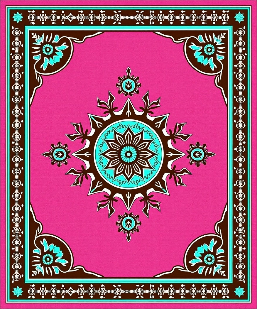 Vibrant Floral Pink Mandala Design Rug