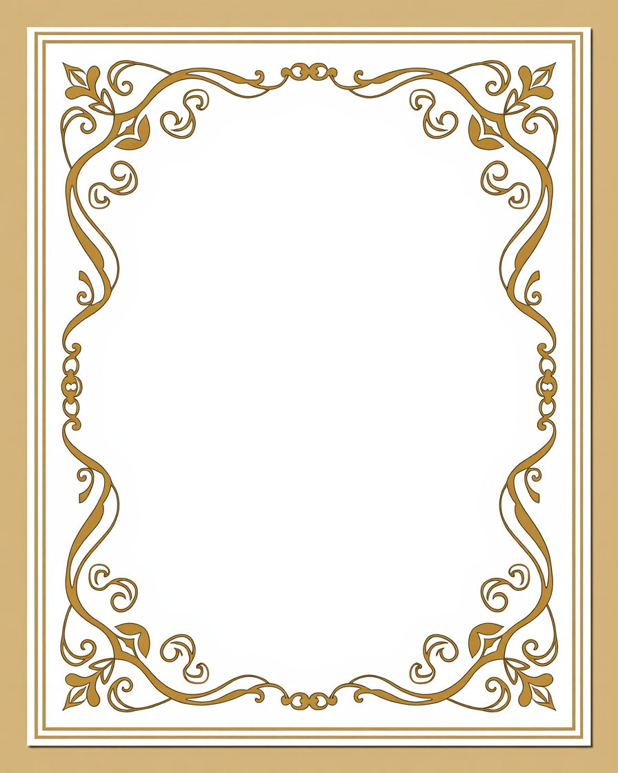 Gold Swirl Floral Border Design Rug