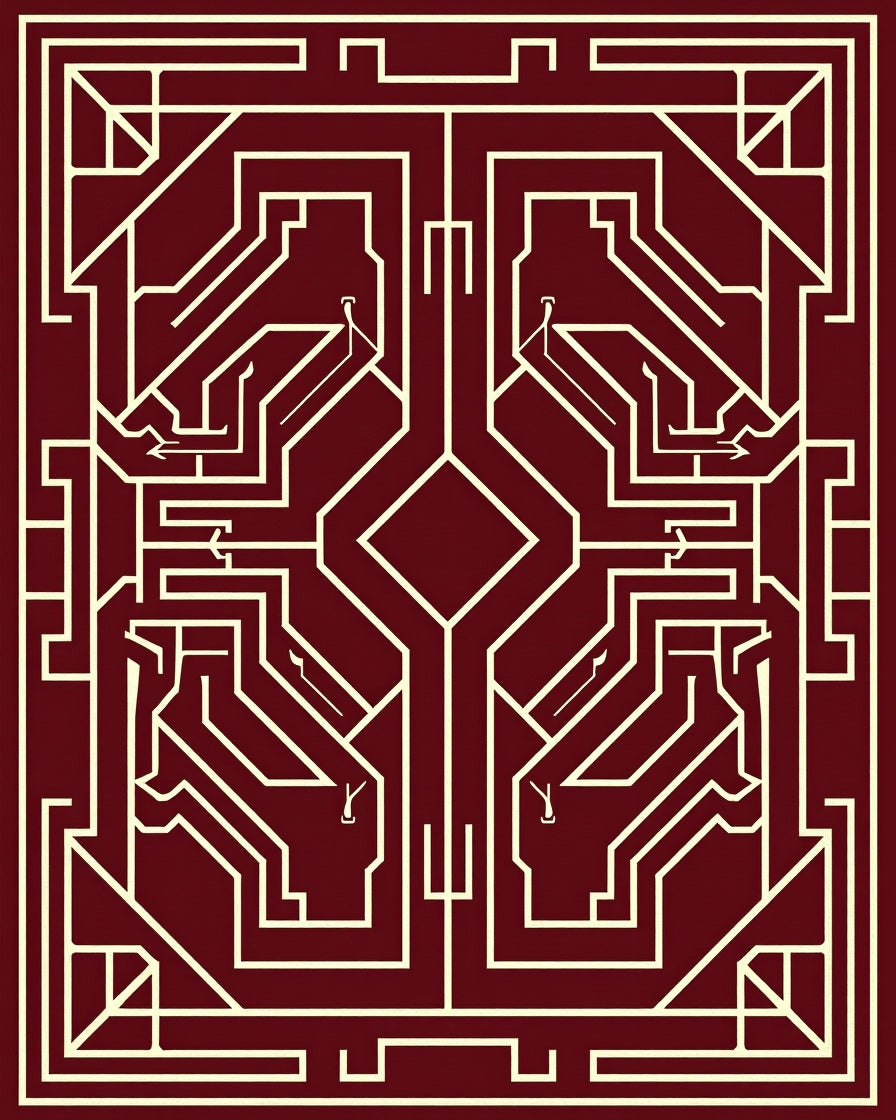 Intricate Geometric Maze Pattern Rug