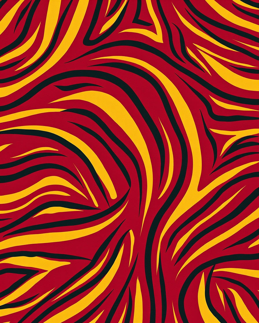 Bold Red Yellow Abstract Swirls Rug