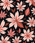Pink 7 Petal Flowers Leafy Pattern Rug