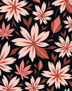 Pink 7 Petal Flowers Leafy Pattern Rug