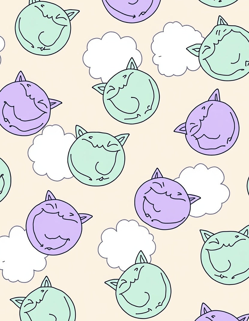 Cheery Cat Cloud Pattern Rug