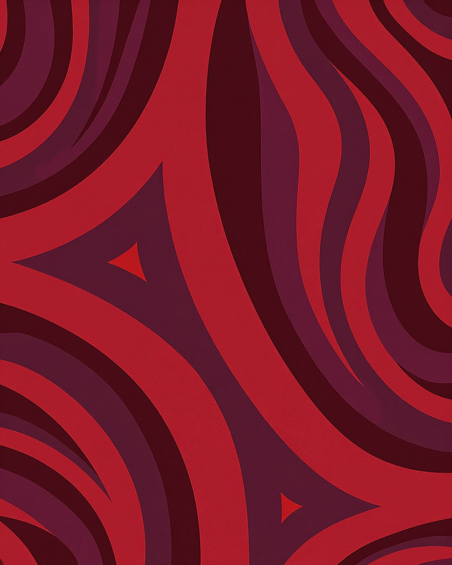 Crimson Swirls Geometric Pattern Rug