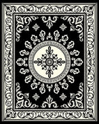 Classic Floral Mandala Black Rug