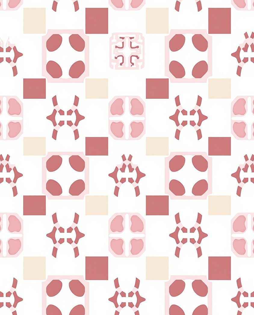 Art Deco Pink Geometric Pattern Rug