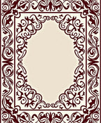 Rich Burgundy Flourish Border Design Rug