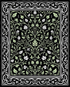Intricate Floral Vine Black Background Rug
