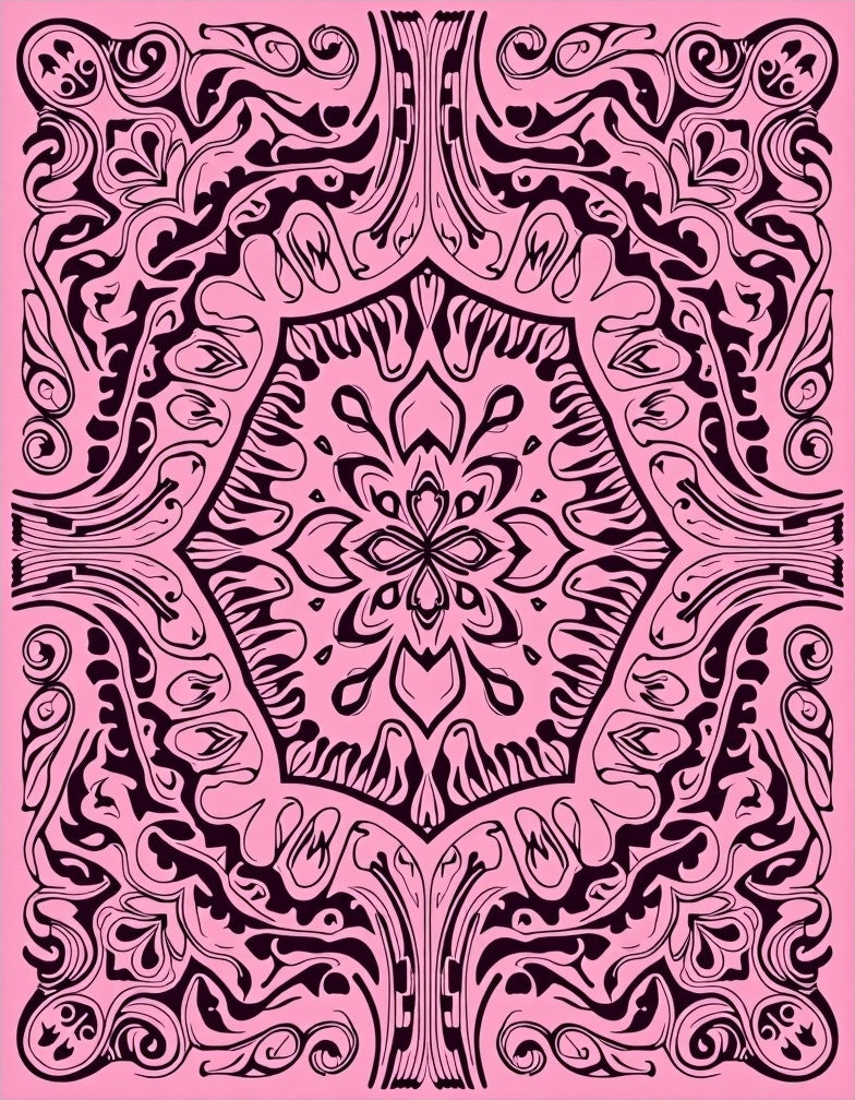 Ornate Swirls Intricate Floral Art Rug