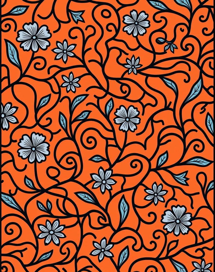 Vibrant Floral Vine Pattern Design Rug