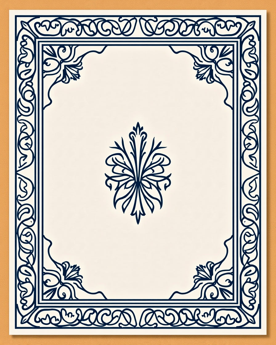 Elegant Flourish Cream Navy Rug