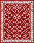 Crimson White Intricate Floral Scroll Design Rug