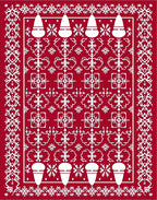 Red White Christmas Icon Geometric Rug