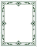 Green Art Deco Floral Border Design Rug