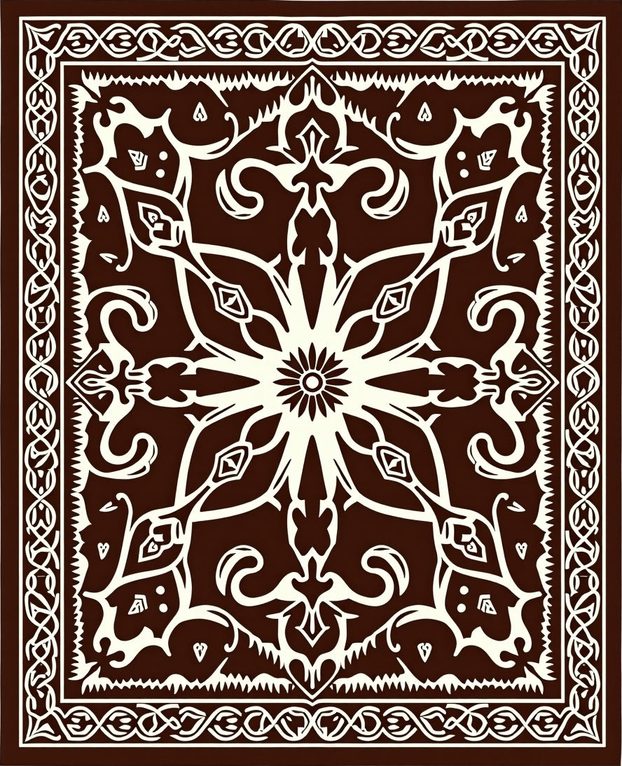 Intricate Paisley Floral Lattice Design Rug
