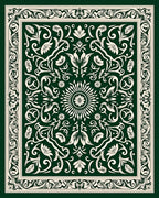 Elaborate Floral Crest Pattern Rug