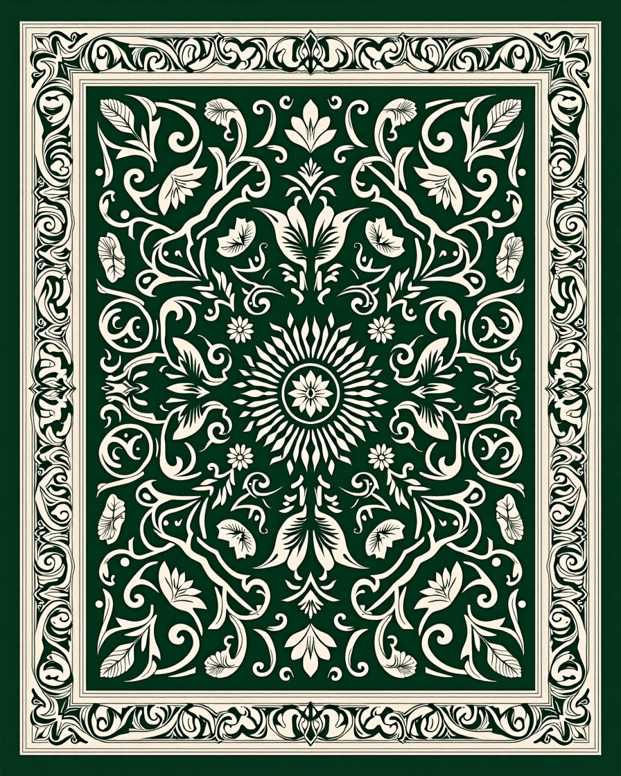 Elaborate Floral Crest Pattern Rug